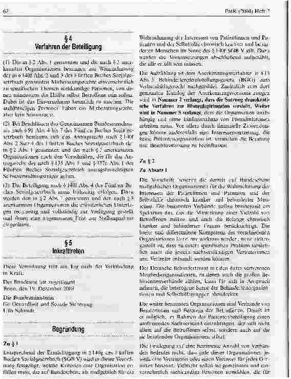 Vorschauseite 3: Verordnung zur Beteiligung von Patientinnen und Patienten in der Gesetzlichen Krankenversicherung (Patientenbeteiligungsverordnung - PatBeteiligungsV)