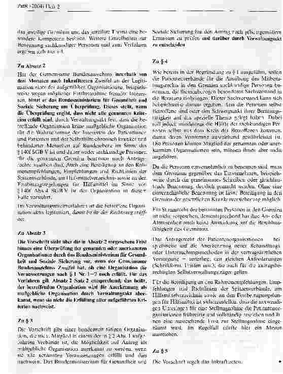 Vorschauseite 4: Verordnung zur Beteiligung von Patientinnen und Patienten in der Gesetzlichen Krankenversicherung (Patientenbeteiligungsverordnung - PatBeteiligungsV)