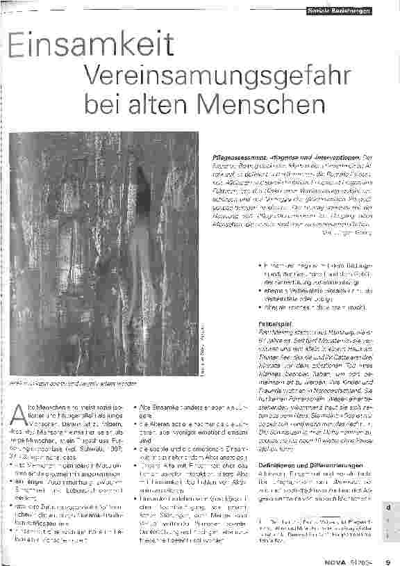 Vorschauseite 1: EinsamkeitVereinsamungsgefahr bei alten Menschen