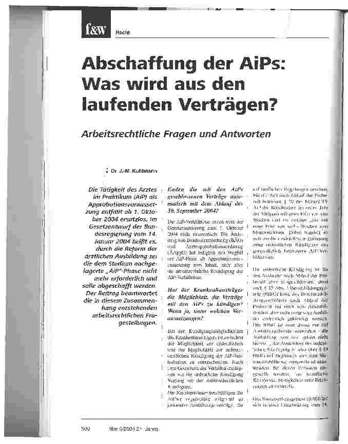 Vorschauseite 1: Abschaffung der AiPs: Was wird aus den laufenden Verträgen?Arbeitsrechtliche Fragen und Antworten