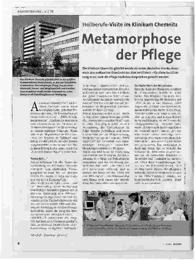 Vorschauseite 1: Metamorphose der PflegeHeilberufe-Visite im Klinikum Chemnitz