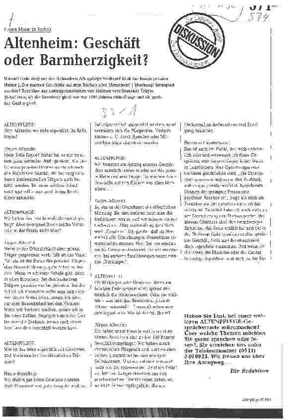 Vorschauseite 1: Altenheim: Geschäft oder Barmherzigkeit?