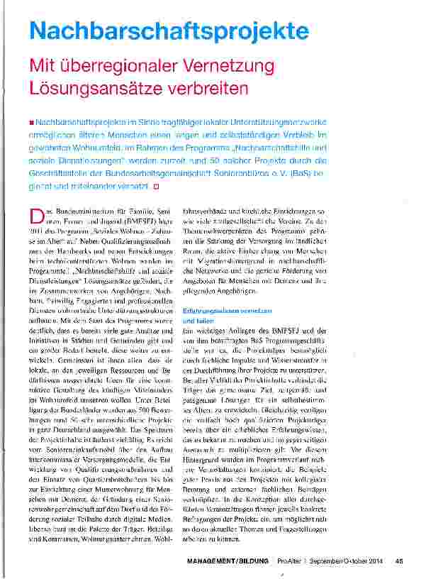 Vorschauseite 1: Mit überregionaler Vernetzung Lösungsansätze verbreiten