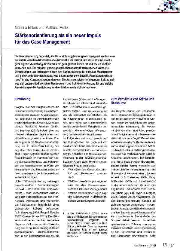 Vorschauseite 1: Stärkenorientierung als ein neuer Impuls für das Case Management
