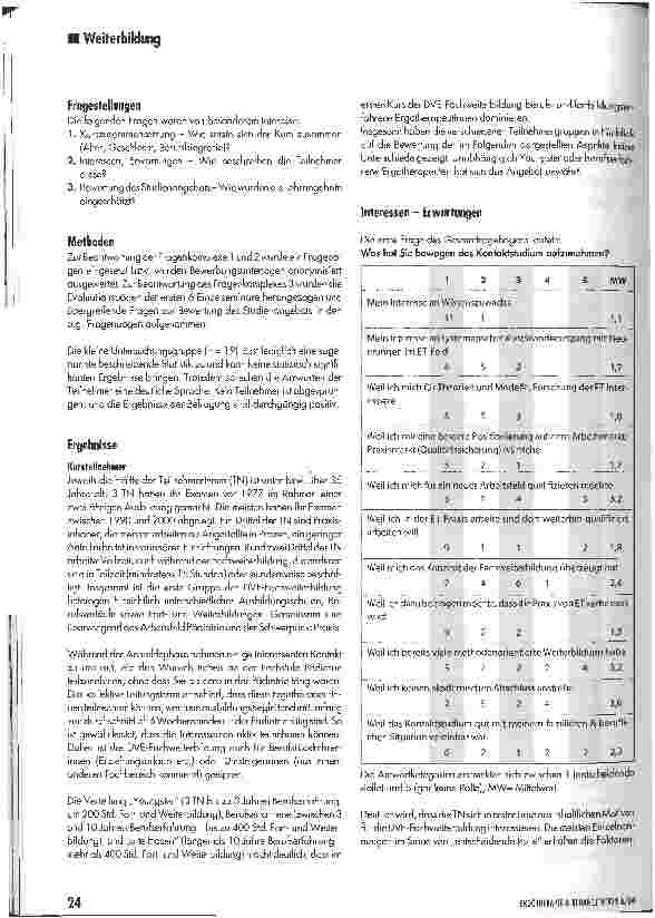 Vorschauseite 2: Warum - Wieso - Weshalb - DVE-Fachweiterbildung für Ergotherapeutlnnen?Evaluation des ersten Ausbildungsabschnitts (Basisstufe - 9 Monate) im Kontaktstudium DVE-Fachweiterbildung…