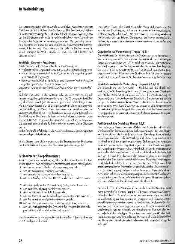 Vorschauseite 4: Warum - Wieso - Weshalb - DVE-Fachweiterbildung für Ergotherapeutlnnen?Evaluation des ersten Ausbildungsabschnitts (Basisstufe - 9 Monate) im Kontaktstudium DVE-Fachweiterbildung…