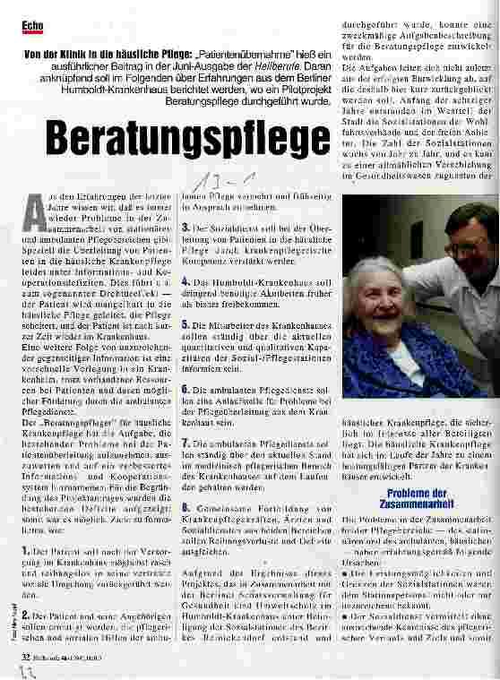 Vorschauseite 1: Beratungspflege Von der Klinik in die Häusliche Pflege