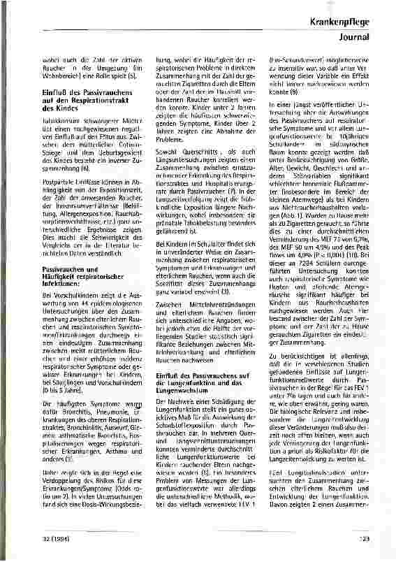 Vorschauseite 2: Welchen Einfluß hat das Passivrauchen auf die Lunge im Kindesalter?