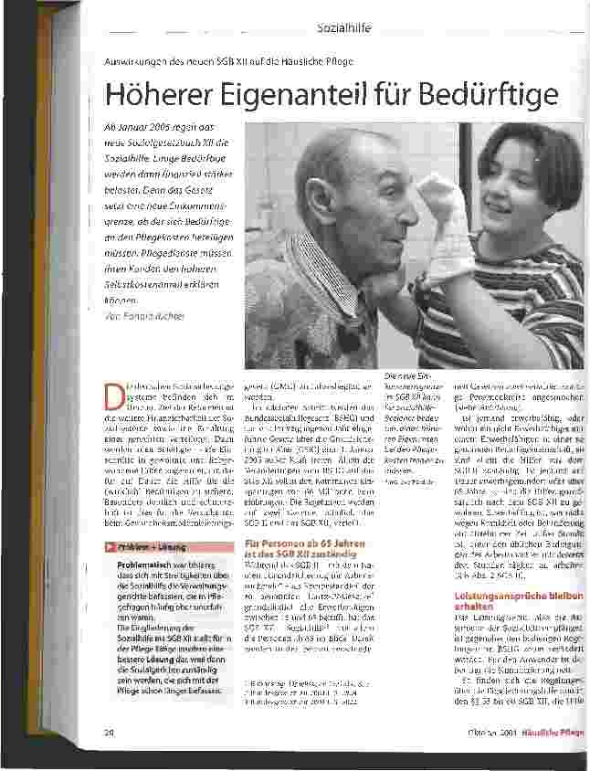 Vorschauseite 1: Höherer Eigenanteil für BedürftigeAuswirkungen des neuen SGB XII auf die Häusliche Pflege