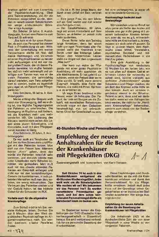 Vorschauseite 1: Empfehlung der neuen Anhaltszahlen für die Besetzung der Krankenhäuser mit Pflegekräften (DKG)