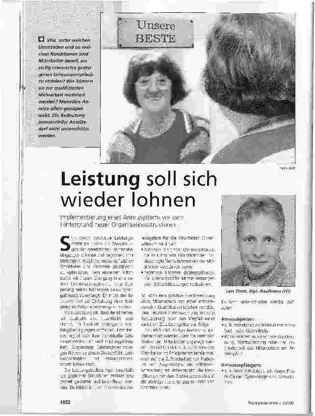 Vorschauseite 1: Leistung soll sich wieder lohnenImplementierungeines Anreizsystems vor dem Hintergrund neuer Organisationsstrukturen