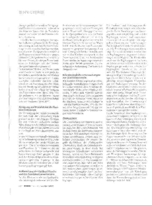 Vorschauseite 2: Hygiene beim Endoskopieren in Klinik und Praxis 2003Ergebnisse der infektionshygienischen Überwachung der Endoskopieeinrichtungen in Frankfurt am Main durch das Gesundheitsamt