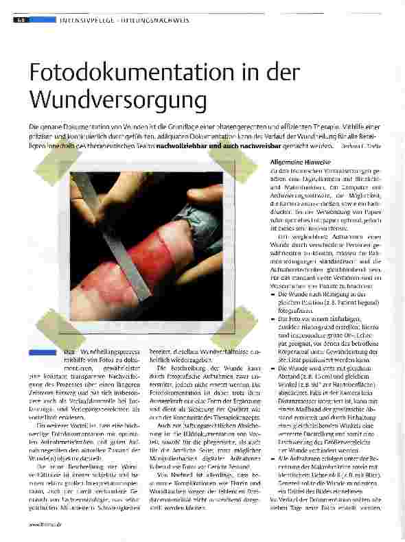 Vorschauseite 1: Fotodokumentation in der Wundversorgung