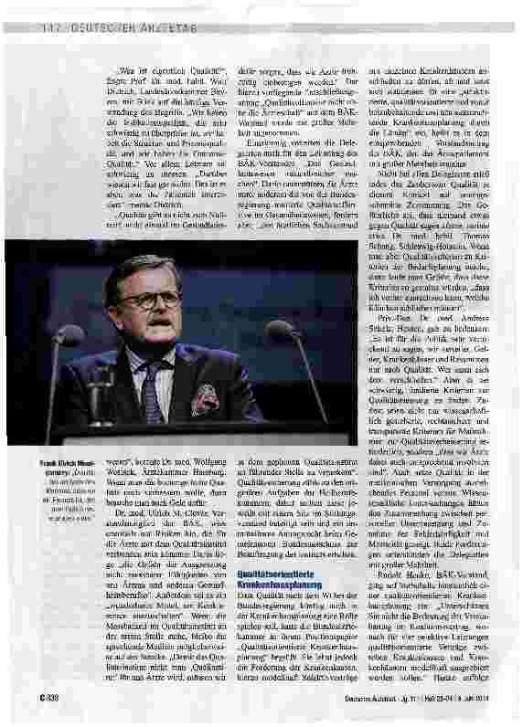 Vorschauseite 2: Qualitätsoffensive nicht ohne Arzte