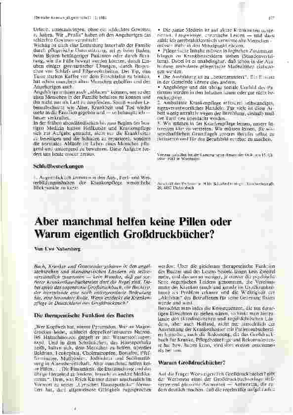 Vorschauseite 1: Aber manchmal helfen keine Pillen oder Warum eigentlich Großdruckbücher?