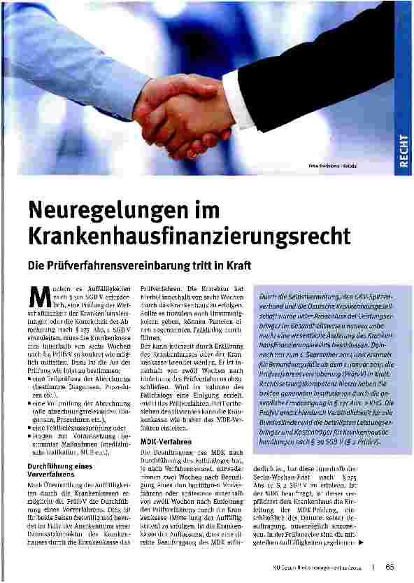 Vorschauseite 1: Neuregelungen im Krankenhausfinanzierungsrecht