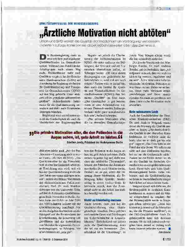 Vorschauseite 1: Arztliche Motivation nicht abtöten