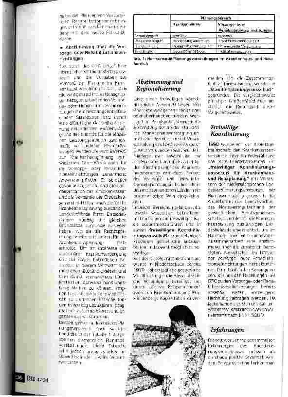 Vorschauseite 6: Markt oder staatliche Planung? Die pragmatische Alternative heißt Zusammenarbeit Koordinierung und Regionalisierung des stationären Rehabilitationsangebotes in Niedersachsen
