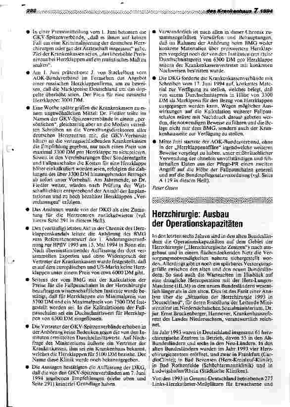 Vorschauseite 3: Vorwürfe gegen Herzzentren nicht belegt, Preisbehauptungen der Kassen ohne Substanz Erneuter Vorstoß der Krankenkassen gegen die BPflV unter mißbräuchlicher Verwendung von Daten d…