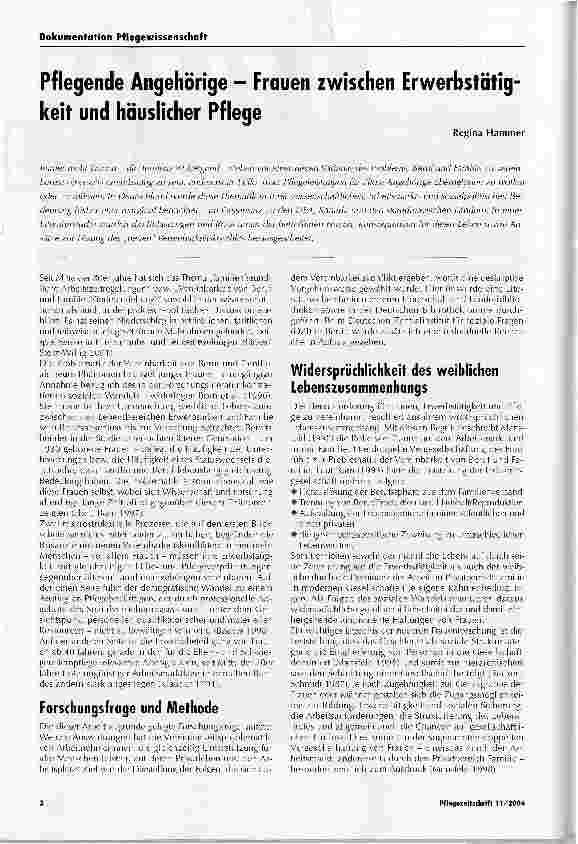 Vorschauseite 1: Pflegende Angehörige - Frauen zwischen Erwerbstätigkeit und häuslicher Pflege
