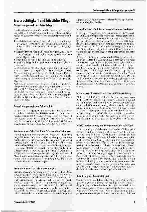 Vorschauseite 4: Pflegende Angehörige - Frauen zwischen Erwerbstätigkeit und häuslicher Pflege