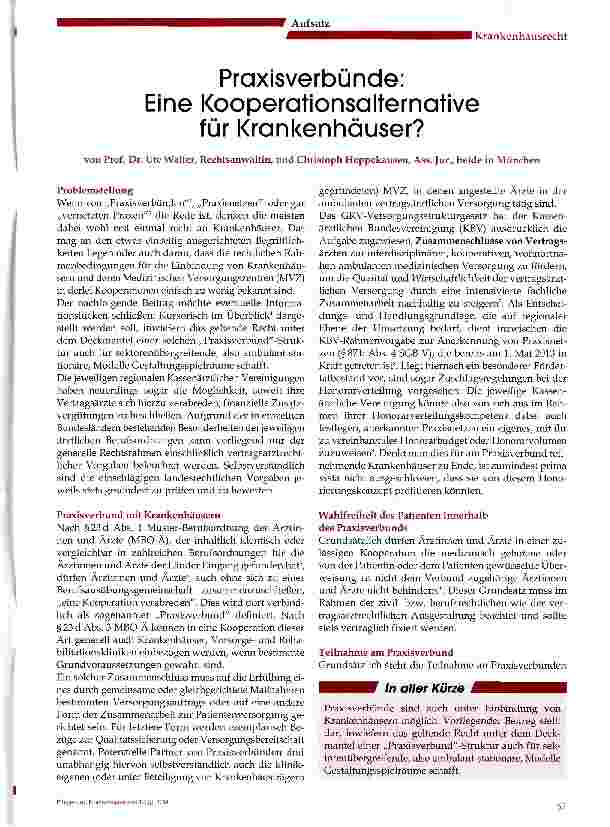 Vorschauseite 1: Praxisverbünde: Eine Kooperationsalternative für Krankenhäuser?