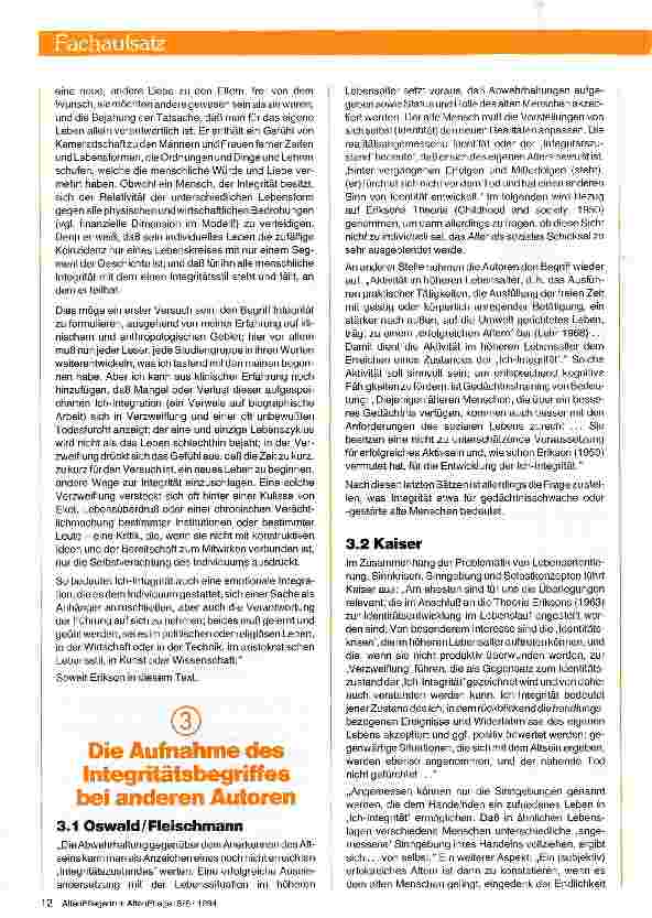 Vorschauseite 2: INTEGRITÄT - zur Theorie der Altenpflege