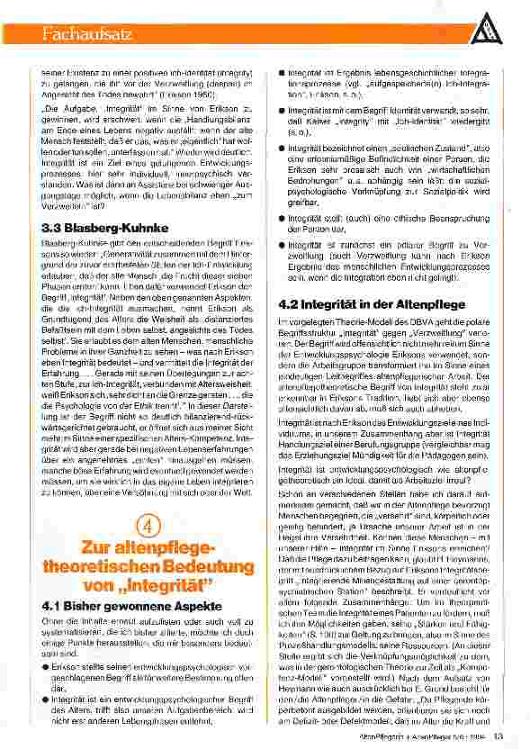 Vorschauseite 3: INTEGRITÄT - zur Theorie der Altenpflege