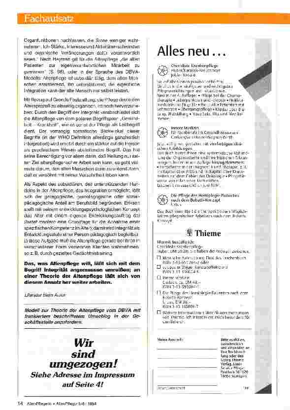 Vorschauseite 4: INTEGRITÄT - zur Theorie der Altenpflege