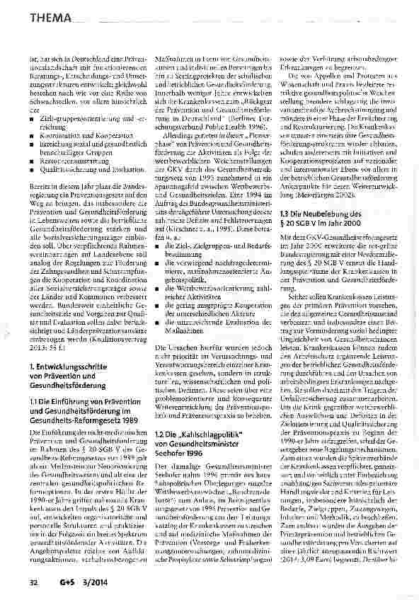 Vorschauseite 2: 25 Jahre § 20SGB V: Aufschwung, Rückschläge und Perspektiven