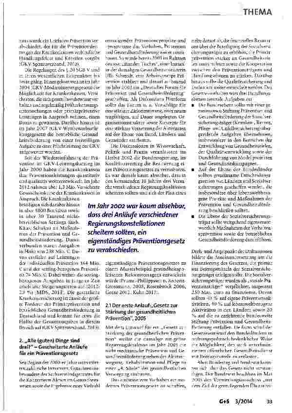 Vorschauseite 3: 25 Jahre § 20SGB V: Aufschwung, Rückschläge und Perspektiven