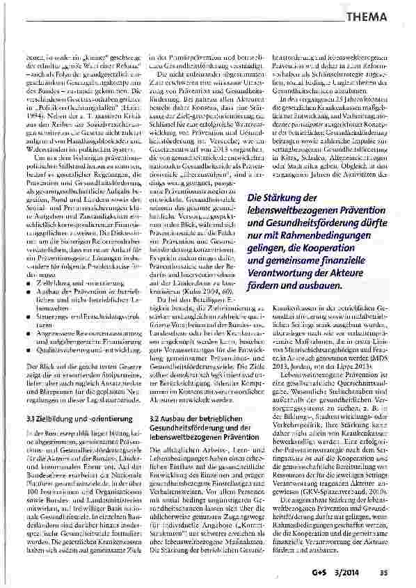 Vorschauseite 5: 25 Jahre § 20SGB V: Aufschwung, Rückschläge und Perspektiven