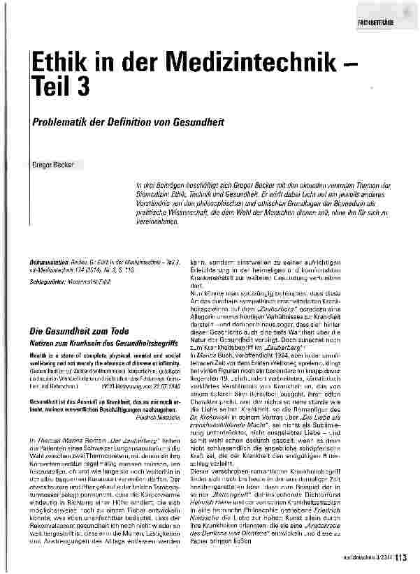 Vorschauseite 1: Ethik in der Medizintechnik -Teil 3