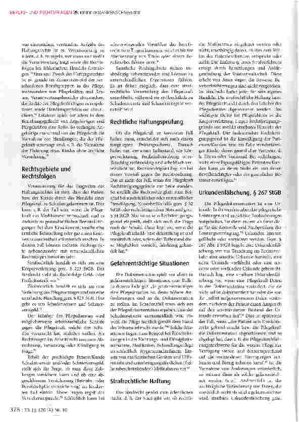 Vorschauseite 2: Dokumentation und Haftung in der häuslichen Kinderkrankenpflege - ein schmaler Verantwortungsgrad Teil 2