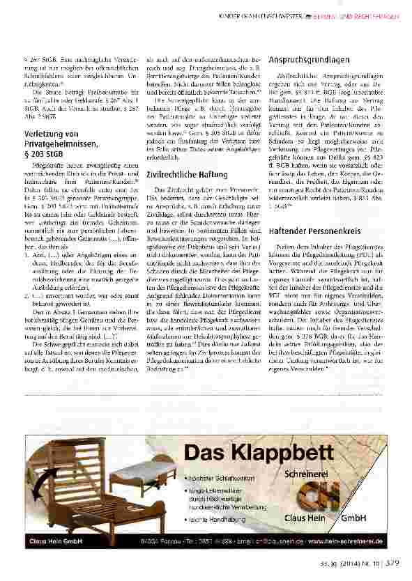 Vorschauseite 3: Dokumentation und Haftung in der häuslichen Kinderkrankenpflege - ein schmaler Verantwortungsgrad Teil 2