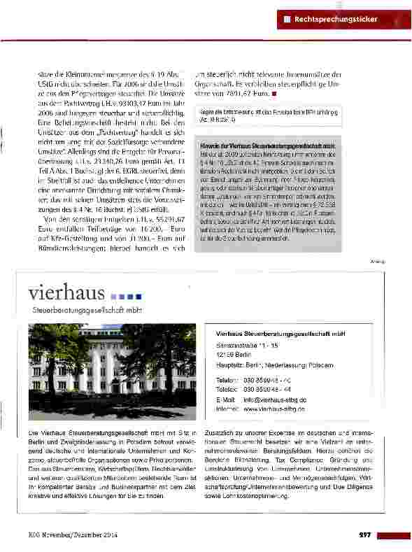 Vorschauseite 3: Steuerfreiheit von Umsätzen aus 24-Stunden-Pflege FG Rheinland-Pfalz vom 10.4.2014 (6 K 1796/13)