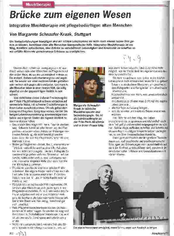 Vorschauseite 1: Brücke zum eigenen Wesen Integrative Musiktherapie mit pflegebedürftigen alten Menschen