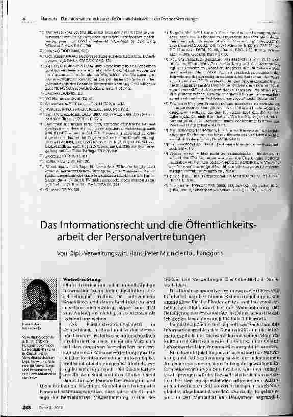 Vorschauseite 1: Das Informationsrecht und die Öffentlichkeitsarbeit der Personalvertretungen