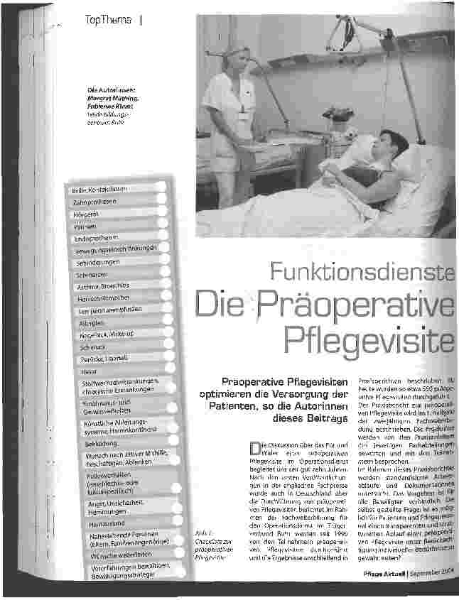 Vorschauseite 1: FunktionsdiensteDie Präoperative Pflegevisite