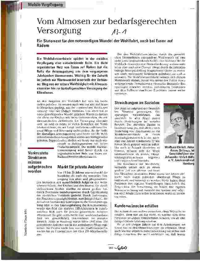 Vorschauseite 1: Vom Almosen zur bedarfsgerechten Versorgung Ein Statement für den notwendigen Wandel der Wohlfahrt, auch bei Essen auf Rädern