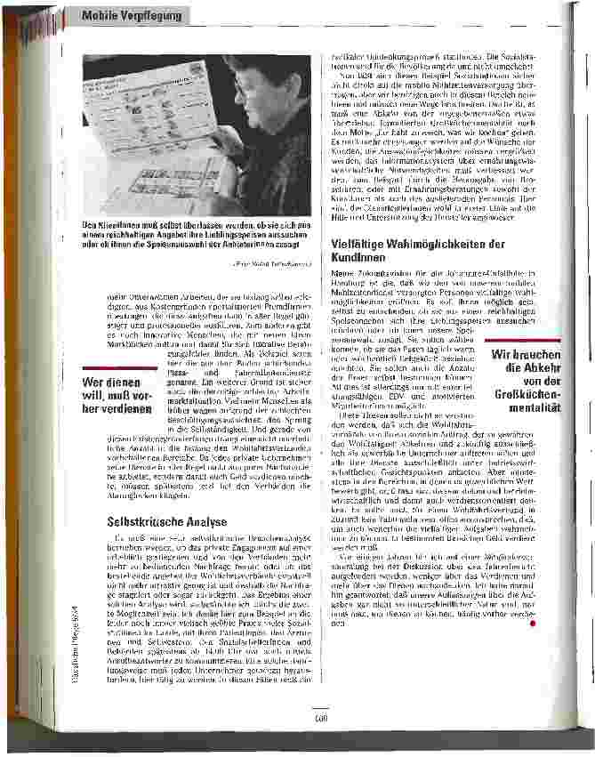 Vorschauseite 2: Vom Almosen zur bedarfsgerechten Versorgung Ein Statement für den notwendigen Wandel der Wohlfahrt, auch bei Essen auf Rädern