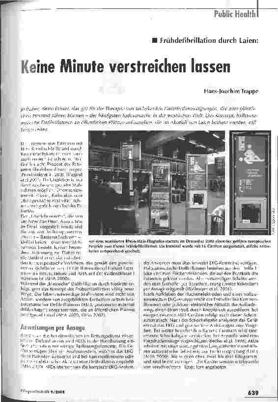 Vorschauseite 1: Keine Minute verstreichen lassenFrühdefibrillation durch Laien