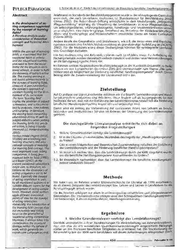Vorschauseite 2: Fördert das Lernfeldkonzept die Entwicklung beruflicherHandlungskompetenz?Eine Literaturanalyse unter der Berücksichtigung theoretischer Konzepte und historischer Entwicklungslini…
