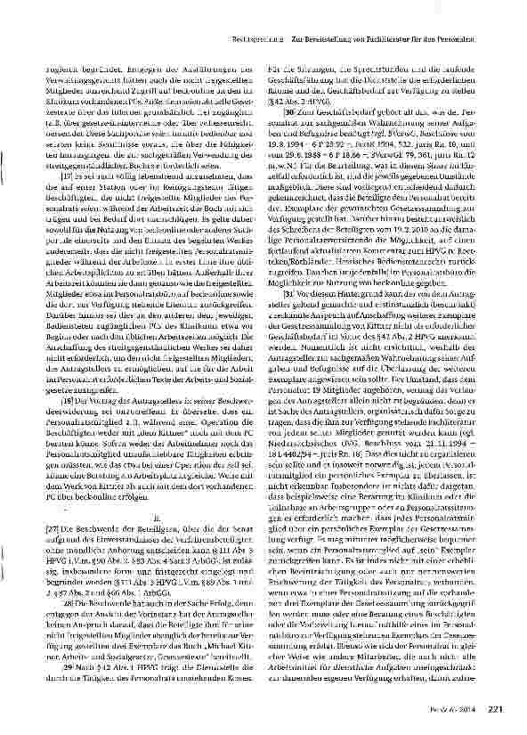 Vorschauseite 3: Zur Bereitstellung von Fachliteratur für den Personalrat