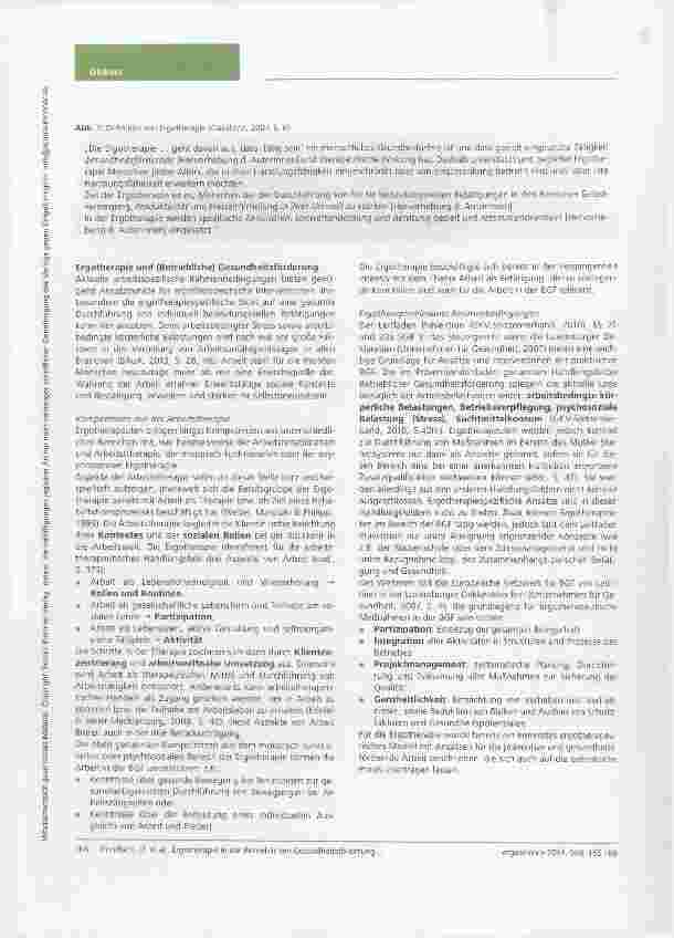 Vorschauseite 2: Herausforderungen für die Ergotherapie in der Betrieblichen Gesundheitsförderung