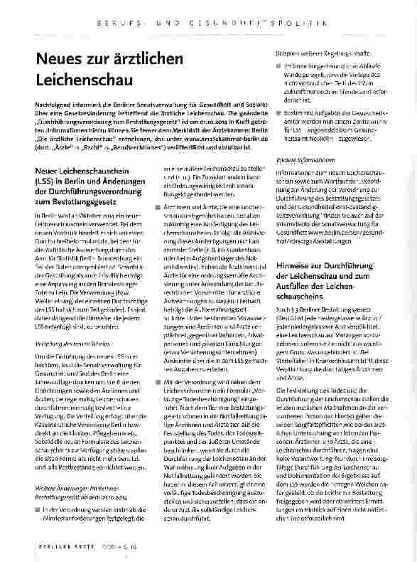 Vorschauseite 1: Neues zur ärztlichen Leichenschau