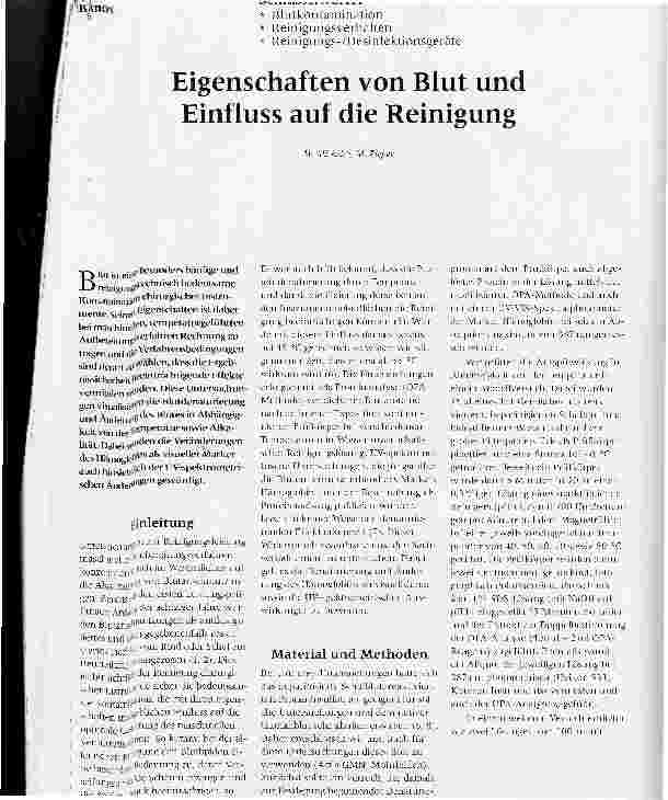 Vorschauseite 1: Eigenschaften von Blut und Einfluss auf die Reinigung