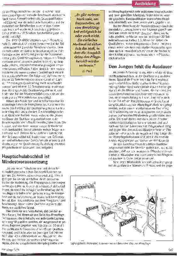 Vorschauseite 2: AltenpflegehelferInnen müssen was draufhaben: Das Projekt Qualifizierungsmaßnahmen für Langzeitarbeitslose zu AltenpflegehelferInnen erfordert hohes Durchhaltevermögen.