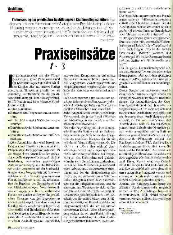 Vorschauseite 1: Praxiseinsätze Verbesserung der praktischen Ausbildung von Krankenpflegeschülern