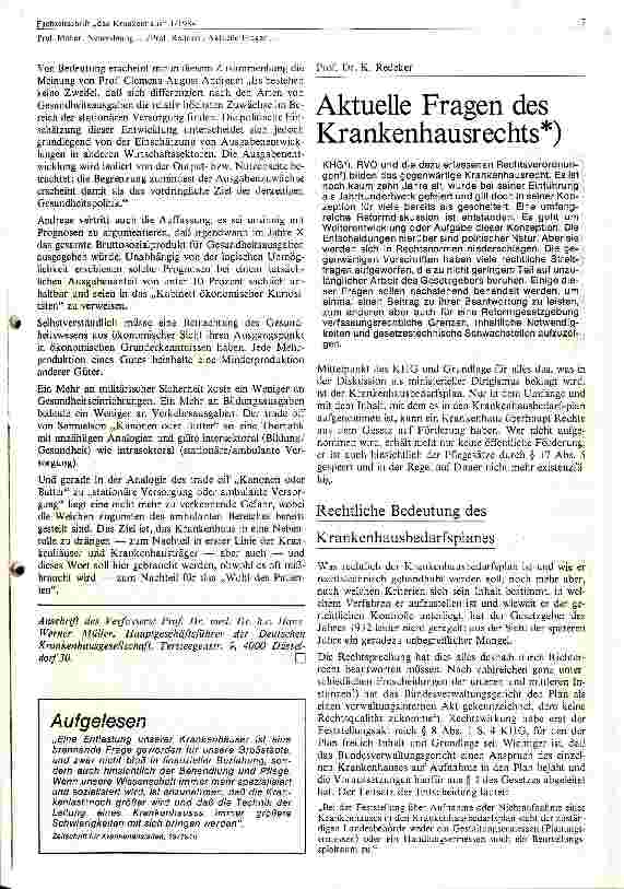 Vorschauseite 1: Aktuelle Fragen zum Krankenhausrecht